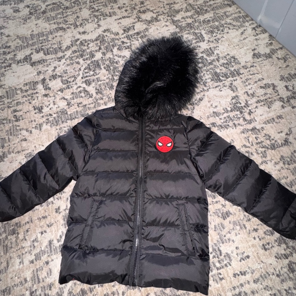 Marvel Black Puffer Jacket with Spider-Man Patch